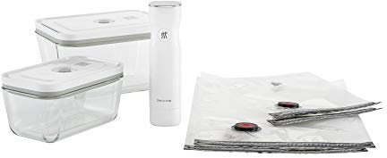 ZWILLING Fresh & Save 7-pc Vacuum Sealer Machine Starter Set, Sous Vide Bags, Meal prep, Airtight Food Storage Containers, Glass