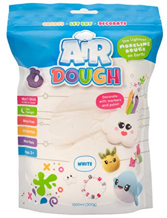 Air Dough White Ultra-Light Air Dry Modeling Dough for Kids, Mess-Free