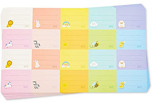 Stockroom Plus Removable Baby Bottle Labels - Waterproof Daycare Labels - Versatile Baby Bottle Stickers - Custom Name Tags - Medium, Multicolor, 25 Sheets, 500 Stickers