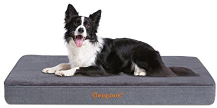 Gegoos Großes Hundebett, Orthopädisches Hund Kissen und Gedächtnisschaumhundbett mit waschbarer Abdeckung, Hundesofa Bett (89 x 55 x 7 cm,Grau)
