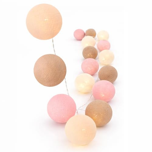 CREATIVECOTTON LED-ljuskedja med bomullsbollar inkl. timer och dimmer (lila, 20 kulor)