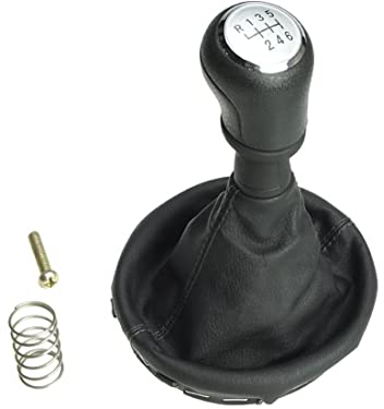 Newtown2700-parts Schaltknauf Schaltmanschette Rahmen kompatibel für VW T5 T6 Bus Transporter Kasten 6 Gang, Kappe: Weiß/Grau