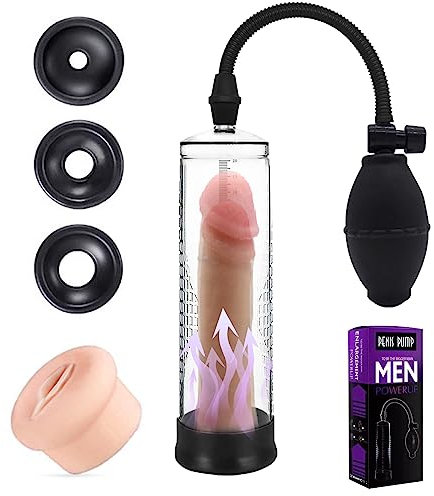 BDSMYOU Penispumpe Vakuumpumpe,Penispumpen für Penisvergrößerung,Penis Pumpe mit 3 Manschette & Masturbator Muschi,Penis Vergrößern Sex Spielzeug für Männer Penis Erektion Potenz-Training