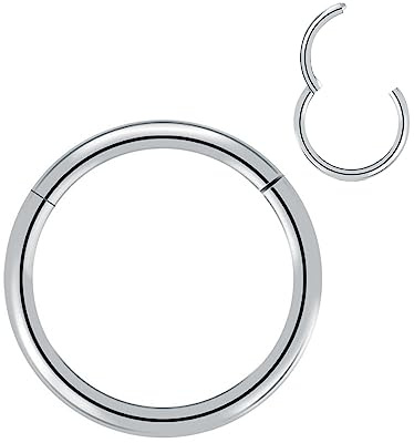 Artskin Grados 23 Titanio Bisagra nariz Anillos Piercing Cuerpo Anillos Helix cartílago Rook Pendientes 20G 18G 16G Diámetro 6 mm-10 mm Negro/Plata/Oro/Oro Rosa