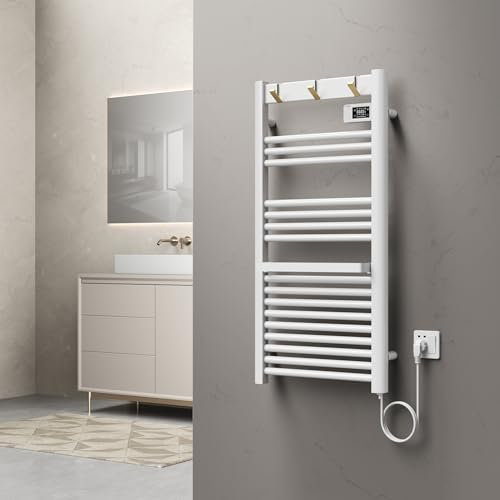 pro.tec Elektrischer Handtuchheizkörper Uvdal Badheizkörper 500 W Handtuchtrockner mit Thermostat 105 x 50 cm Handtuchheizung inkl. Touchscreen Badheizung Weiß