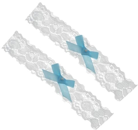 SAFIGLE Set De 2 Ligas De Encaje para Novia Altura Muslo con Bowknot Elástico para Boda Fiesta Y Carnaval