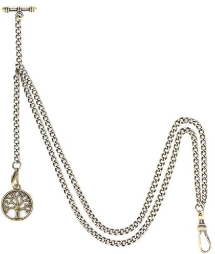 SIBOSUN Taschenuhr und Albert Kette für Herren, T-Bar Ketten mit Lebensbaum Anhänger, Panzerkette 2 Haken, Antik Bronze
