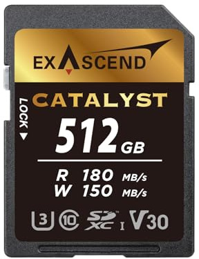 Exascend Catalyst 512GB SDXC UHS-I V30 Memory Card 4K UHD up to 150MB/s Write Speeds, UHS-I, Class 10, U3, V30 Camera Memory Card (UHS-I V30, 512GB)