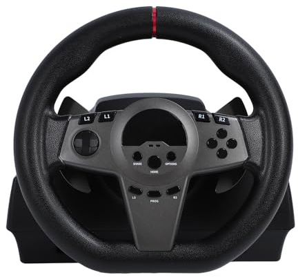 Yanmis Volante para Juegos con Palanca de Cambios para PC, Experiencia de Conducción Realista, Rotación de 270°, Retroalimentación LED Dinámica, Teclas de Control Multifunción, Volante