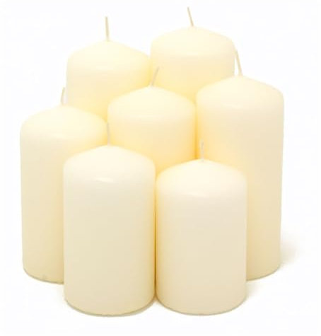7-piece White Church Pillar Candle Set | Set of 7 Unscented Ivory Pillar Candles Tall Pillar Candles | Decorative Ivory White Church Candles