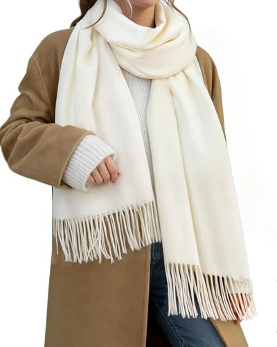 FURTALK Scarf for Women Winter Soft Warm Scarves Shawl and Wraps for Evening Dresses Wedding Party Cream