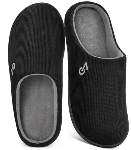 VeraCosy Men's Two-Tone Memory Foam Slippers | Slip-on,Wide Fit, Mule, House, Indoor, Birthday Gifts, Machine Washable, Open Back