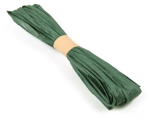 Blausky 1x20m Bast Band,Naturbast Papierband Bastband,Raffia Papierschnur Geschenkband Natural Raffia Ribbon zum Basteln für DIY Weben Geschenkverpackung Gärtnern Florist Bouquets,Dunkelgrün