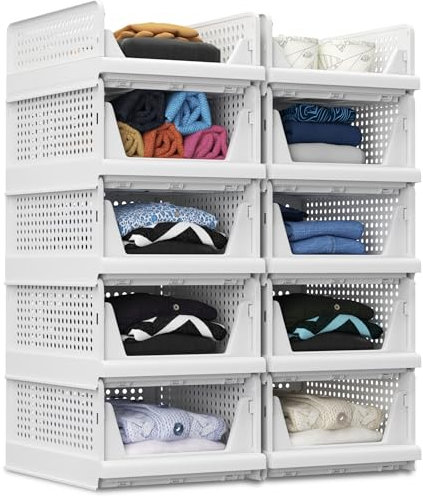 Unique Impression 10 Pack Wardrobe Storage Organiser - Storage Boxes for Clothing Organiser - drawers for inside wardrobe - Stackable Drawers - Closet/Cupboard Shelves for Kitchen,Bedroom