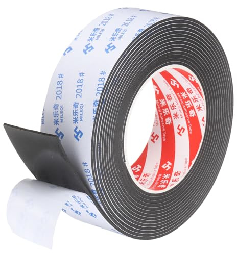 PATIKIL Nastro In Schiuma Di Gomma Spugna, 4.5cm x 1mm x 5 Metri Nastro Autoadesivo In Schiuma Isolante Per Finestre Porte Isolamento Acustico Guarnizione Per AC, Nero