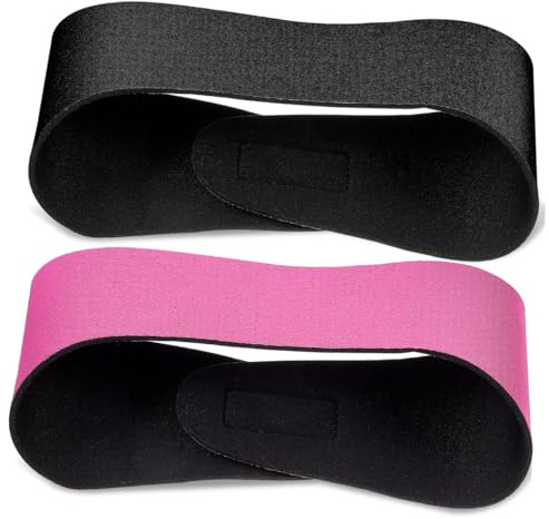 SUPVOX 2pcs Swimming Headbands for Boys, Medium Size Ear Protection Swim Bands in Black and Rose Red, Sports Sweatbands for Swimming and Outdoor Activities