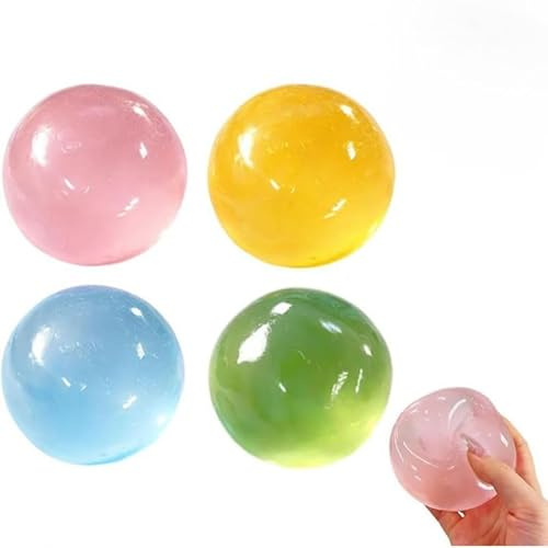 Squishy Fidget Toys, 4 palline antistress con olio di cocco, giocattolo divertente e morbido, per ADHD, autismo, compleanno, regali per gli ospiti (4 colori)