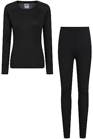 Mountain Warehouse Talus Womens Thermal Top & Pants Set Black (Set) Women's Size 14