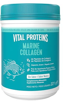 Vital Proteins Colágeno Marino en Polvo 221g, Péptidos de Colágeno Hidrolizado Tipo I y III, Suplemento alimenticio para la Piel, Cabello y Uñas, Sin Sabor, Sin Gluten, Sin Azúcares
