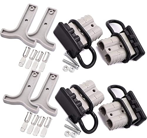 RUNCCI-YUN Conector de batería 50A (4pcs）Coche Batería de Conexión Rápida Desconexión rápida 600V Conectores de Alimentación para automóvil, autocaravana, caravana, autocaravana, barco(gris)