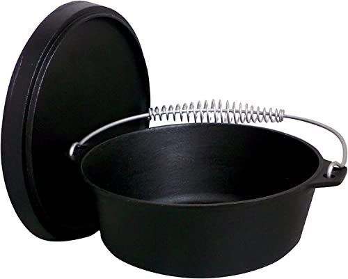 Schmortopf aus Gusseisen mit Deckel aus Gusseisen, 8 l, Schwarz