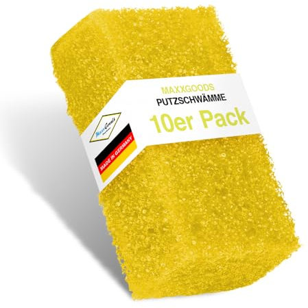 Gundel-Putz Putzschwamm Set 10 Pack, Gelb - Reinigungsschwämme - Schmierfrei, Kratzfrei & Schonend für alle Oberflächen - Spülschwamm und Topfreiniger - Schwamm für Putzsteine (11x6x4cm)