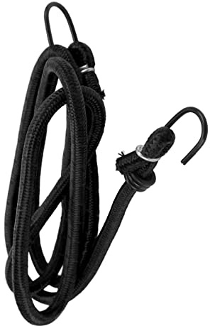 55.1in Bungee Cord with Hook for Tarps Luggage Bikes Camping Carts (Black) | Elastic Rubber, Bungie Strap