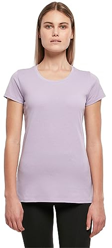 Build Your Brand Damen Basic Tee – Figurbetontes Baumwoll T-Shirt mit Rundhalsausschnitt & kurzen Ärmeln, ideal für Alltag, Freizeit & Veredelung,Lilac,S
