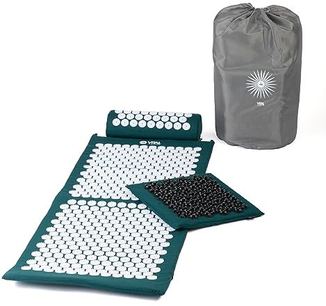 Bodhi VITAL Akupressurmatte XL Deluxe-Set Soft | Fakirmatte im Set mit Nadelkissen, Fußmatte & Tasche | Selbstmassage für zu Hause | Massagematte gegen Nacken & Rückenschmerzen | petrol