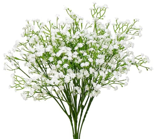 TakFree Gypsophila Artificial Flowers for Decoration, 6pcs Fake Decorative White Artificial Faux Babysbreath Flower Outdoor for Wedding Party Home Decor