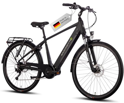 SAXONETTE E Bike Elektrofahrrad Herren mit 36V 11,4Ah 418Wh Akku, ca. 120KM Reichweite, 9 Gäng Pedelec Männer mit Full Suspension, mit Mittelmotor 70NM für Herren Größe 54cm