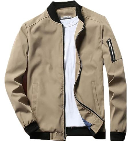 FTCayanz Blouson Homme Printemps ete Léger Veste Chaud Jacket Blousons Aviateur Bomber Décontracté Kaki XL