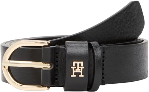 Tommy Hilfiger Damen Gürtel Essential Effortless 2,5 cm Ledergürtel, Schwarz (Black), 75 cm
