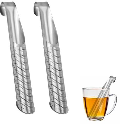 2uds Tubo Infusor de Té, Difusores de Té de Acero Inoxidable Filtro Infusor de Té Reutilizable Difusor de Intervalo de Té Infusor de Té de Malla Fina Tubo de Filtro de Té para Té Suelto