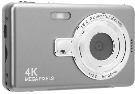 2,4 Tums Digitalkamera, 4K 50 MP Barnkamera, Peka och Skjut Kamera med 16X Digital Zoom, Kompaktkamera för Resor, Tonåringar (64 GB)