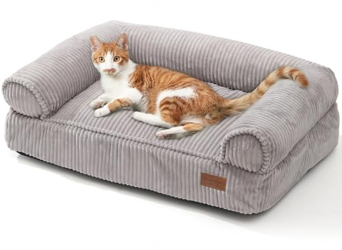 FUKUMARU Panier Chiens Chats, Coussin Dehoussable et Lavable, Lit pour Chat, Canapé Antidérapant pour Petits Chiens et Chat 72 cm, Gris