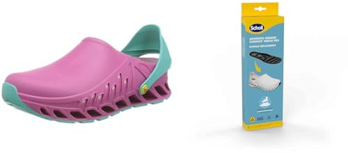 Scholl Evoflex Fucsia + Plantillas PRO Antiestáticas Scholl con Memory Cushion para Evoflex – Fucsia/Negro