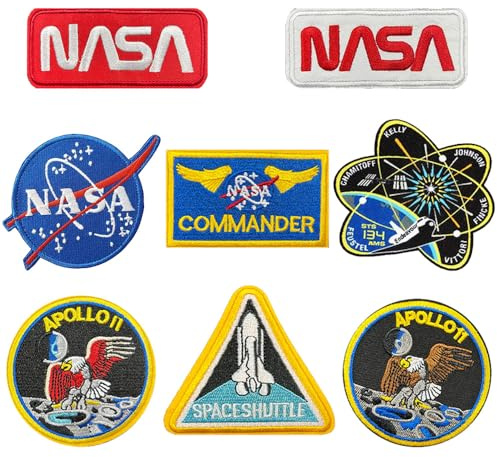 8 stycken NASA tygmärken märken taktiskt broderi sy på järn på sew on emblem lapp applikationer jeans, uniformer, skjortjackor, gör-det-själv-tillbehör, ryggsäck, byxor, bikers, mössor