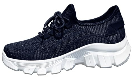 Generisch Scarpe sportive da donna con plateau, traspiranti, per attività all'aria aperta, comode, da corsa, da tennis, fitness, jogging, leggere, per il tempo libero, Blu scuro, 38 EU