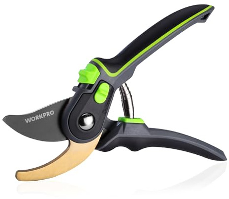 WORKPRO Tijeras de Jardín Bypass, Podadera Profesional con Mango Ajustable, Herramienta Ideal para Injertos, Podar, Cosechar, Tijeras para Plantas y Árboles para Jardinería