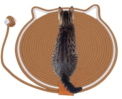 Tappeto Graffiante Gatti - Tappetino Gioco Palla Corda Cotone Naturale - Proteggi Mobili Gatti - Per Divano Tappeto Parete Mobili Pavimento Tavolo Porta Interni Esterni Auto Angolo