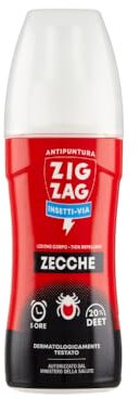 Zig Zag Spray Repellente Zecche, Lozione Anti puntura zecche Ideale durante Caccia Pesca Campeggio, Efficace fino a 5 ore, 100 ml