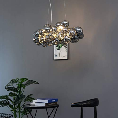 Kosilum – Grande sospensione orizzontale 36 bicchieri affumicati – Bartali – luce bianca calda illuminazione soggiorno camera cucina corridoio – 8 x max 28 W – G9 – IP20