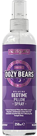 DOZYBEARS The Ultimate Bedtime Pillow Spray 250ml | Calming and Relaxing Pillow Mist with Soothing Scents of Lavender, Lemon Balm, Chamomile, Sandalwood and Bergamot | Support Sleep & Rest