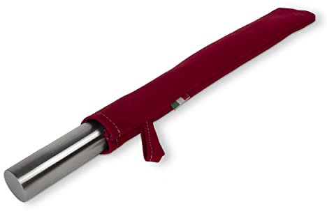 INOXLM Mattarello in Acciaio Inox | Mattarello per Pasta di Zucchero | Mattarello per impasti Pane Pizza Dolci Torte | Mattarello per Cucina (Custodia Rossa)