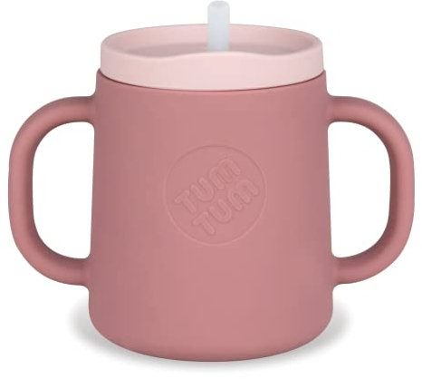 TUM TUM 3 Way Silicone Baby Training Cup - Designed With Feeding & Speech Therapist - Three in One Free Flow Straw, Transition, and Open Cup - for 6 Months Plus, 180ml, Pink