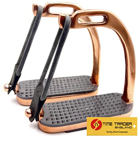 Pair of Rose Gold Peacock Safety Stirrups Horse Riding Iron Fillis (4.75)