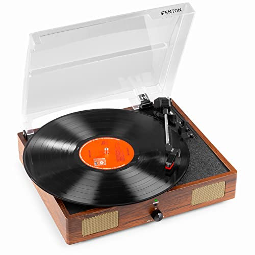 Fenton RP106W - Platine Vinyle USB avec Haut-Parleurs Intégrés - Bois, Design Rétro, Arrêt Automatique, Convertisseur MP3, avec Capot Anti-poussière