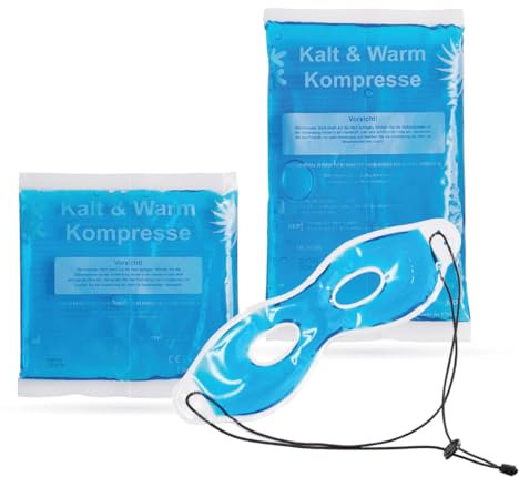 IEA Medical Kalt Warm Kompressen |3er Set verschiedene Größen, Kühlpacks für Prellungen, Insektenstiche und Verletzungen | Augenmaske | wiederverwendbare Gel-Kühlkissen(3er Set Mischpackung)