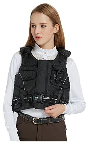 Reitweste Kinder Unisex Erwachsene Sicherheit Reitweste Reitschutzausrüstung Stoßdämpfungsweste Reitweste (Schwarz XXS)